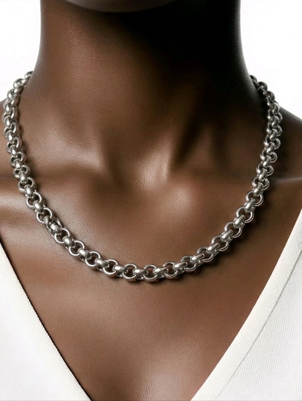 🆕️ SILVER-TONE CHUNKY LINK SHORT NECKLACE- PLUS SIZE FRIENDLY